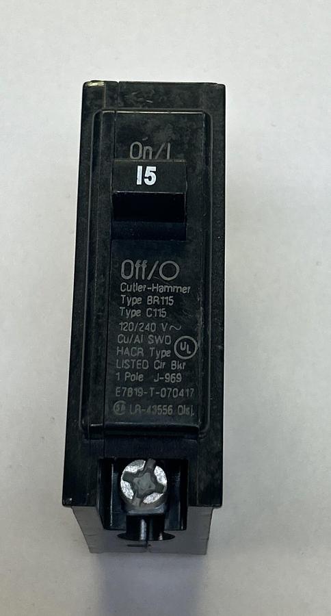 Used CUTLER-HAMMER,BR115,CIRCUIT BREAKER 15A 120/240V 1P
