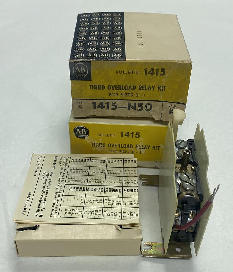 ALLEN BRADLEY,1415-N50,SER K THIRD OVERLOAD RELAY KIT SIZE 0-1 LOT OF 2 NEW