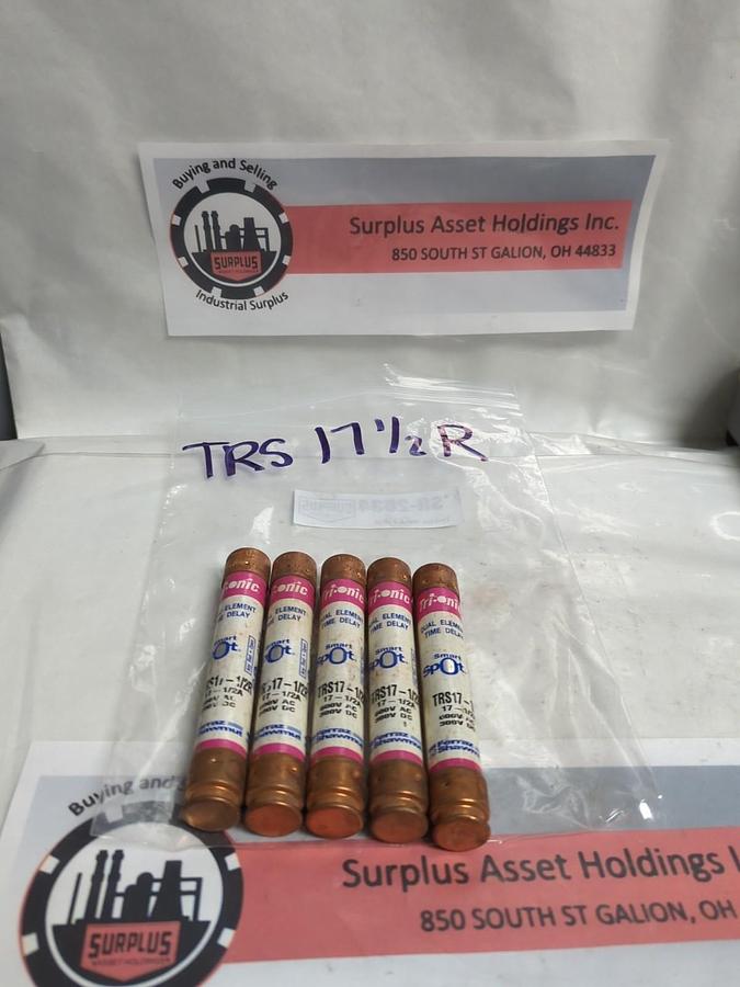 Used FERRAZ SHAWMUT,TRS17-1/2R,SMART-SPOT 17-1/2 AMP FUSE LOT OF 5 PRE-OWNED