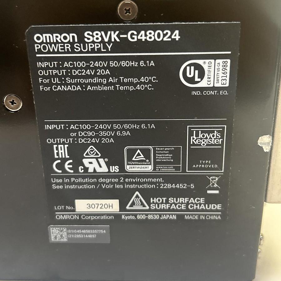 Used OMRON,S8VK-G48024,POWER SUPPLY
