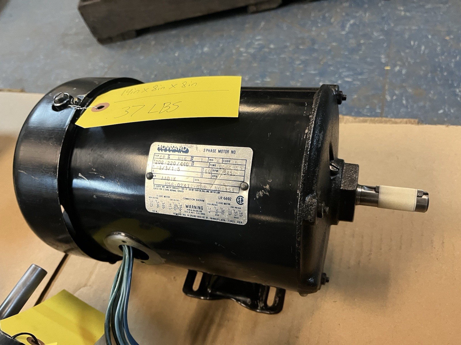 HOWARD,CP,MOTOR 1HP 208-220/440V 3450RPM 3PH H56