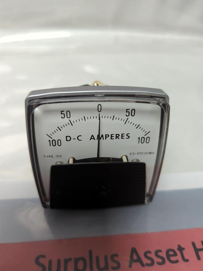 GE,MODEL 152,PANEL METER 100-0-100 D-C AMPERES MISSING BOX NOS