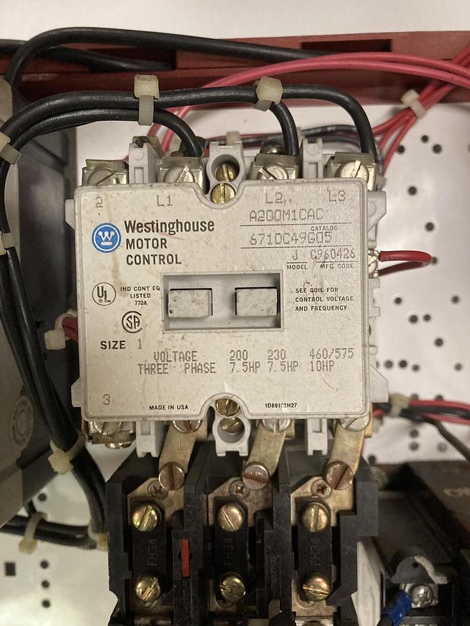 Used Westinghouse,Size 1,12 INCH 3-Phase MCC Starter Bucket  15 Amps