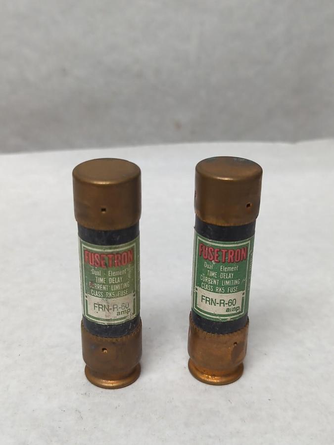 Used COOPER BUSSMANN,FRN-R-60,FUSETRON 60 AMP FUSE LOT OF 2 PRE-OWNED