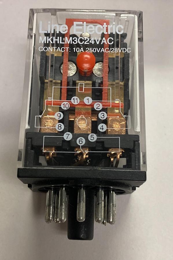 LINE ELECTRIC,MKHLM3C / MKHLM3C24VAC, RELAY LOT OF 4 NEW