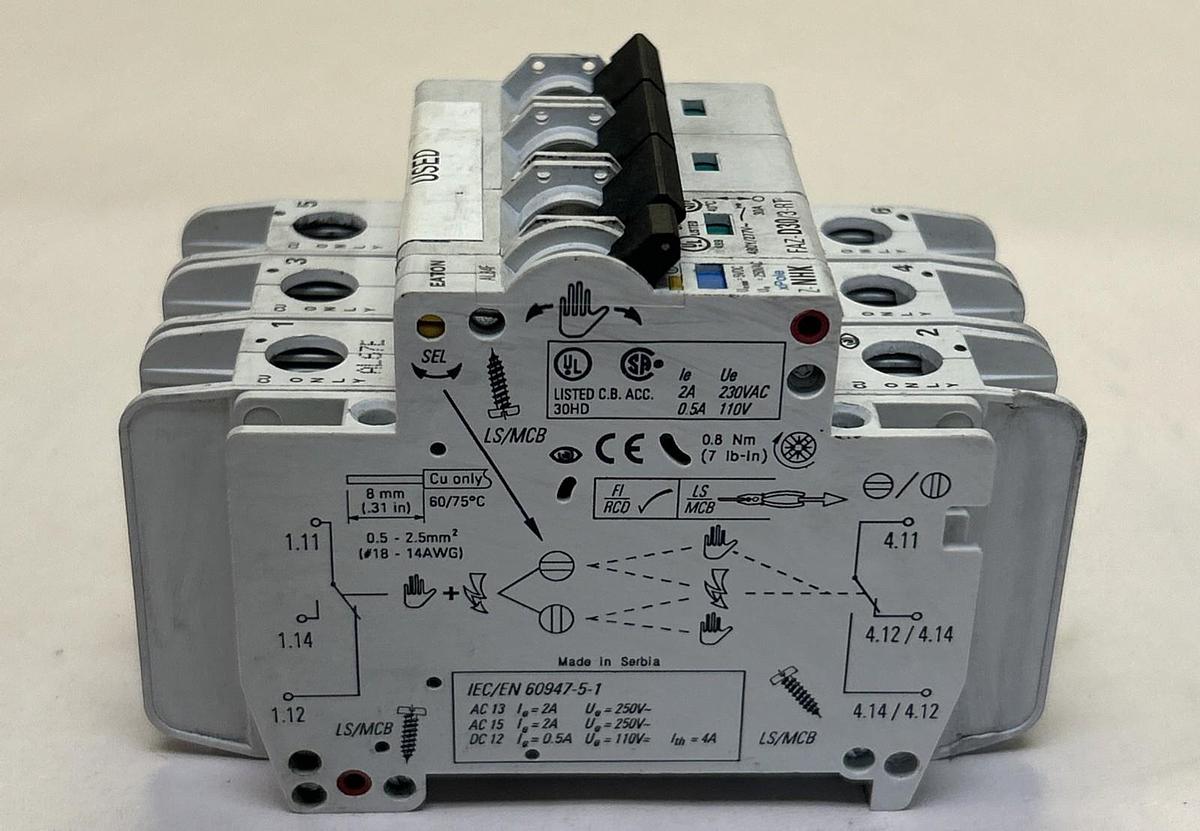 Used EATON,FAZ-D30/3-RT,CIRCUIT BREAKER 30A 480Y/277V 3P