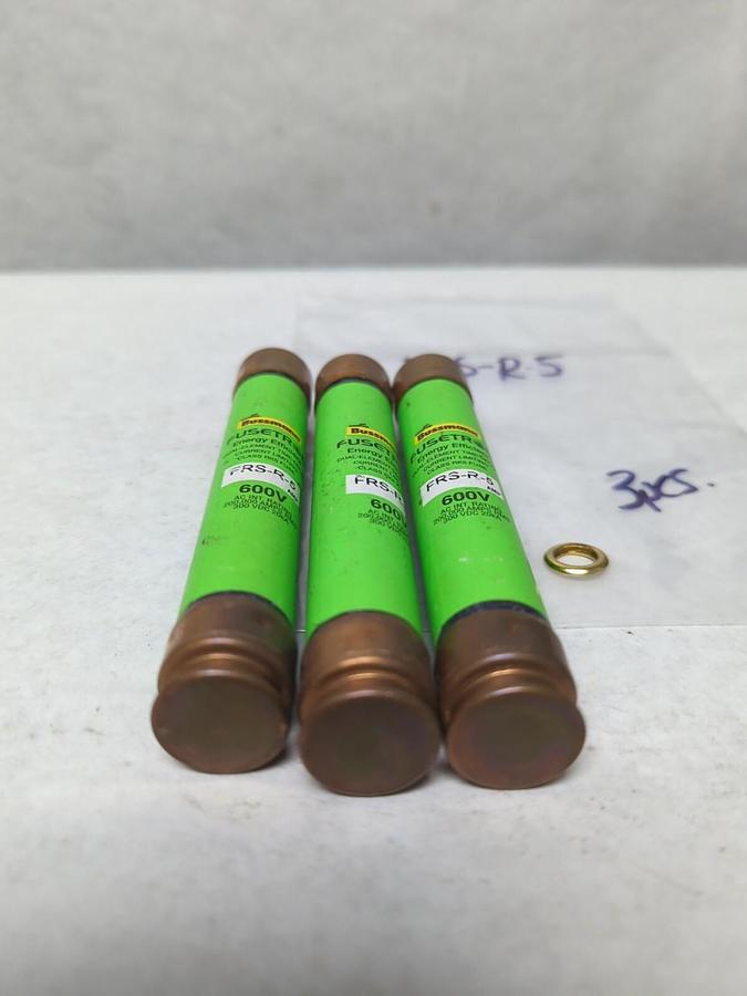 Used COOPER BUSSMANN,FRS-R-5,FUSETRON 5 AMP FUSE LOT OF 3 PRE-OWNED