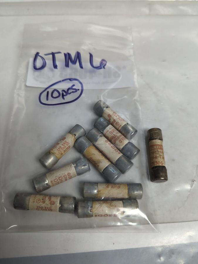 Used FERRAZ SHAWMUT,OTM6,ONE-TIME 6 AMP FUSE LOT OF 10 PRE-OWNED