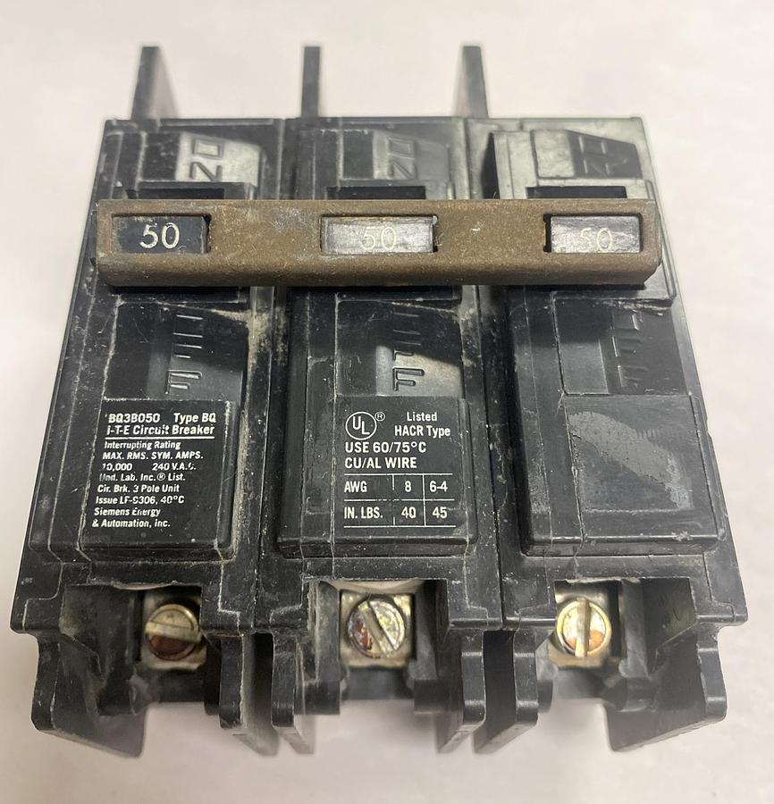 Used ITE SIEMENS,BQ3B050,Circuit Breaker 50 AMP 240V Lot Of 2