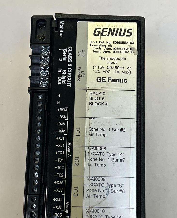 Used GE FANUC,IC660BBA103,THERMOCOUPLE INPUT GENIUS BLOCK