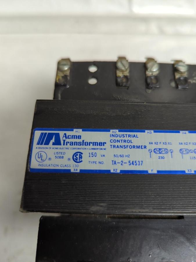 Used ACME TRANSFORMER,TA-2-54537,INDUSTRIAL CONTROL TRANSFORMER 150 V AC 50/60HZ