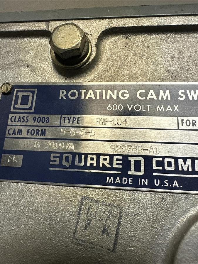 Square D,9008 RW-104,Rotating Cam Switch