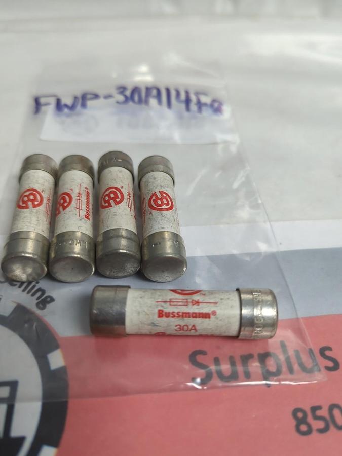 Used COOPER BUSSMANN,FWP-30A14Fa,FUSE 30 AMP FUSE LOT OF 5 PRE-OWNED