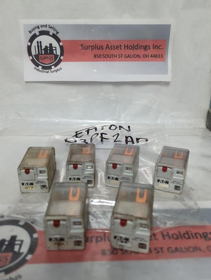 Used EATON,D3PF2AA,RELAY 120VAC LOT OF 6 PRE-OWNED