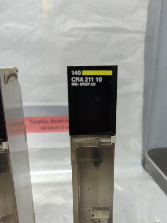 Used SCHNEIDER AUTOMATION,140 CRA 211 10,TSX QUANTUM MB+ DROP AC MODULE LOT OF 2 USED