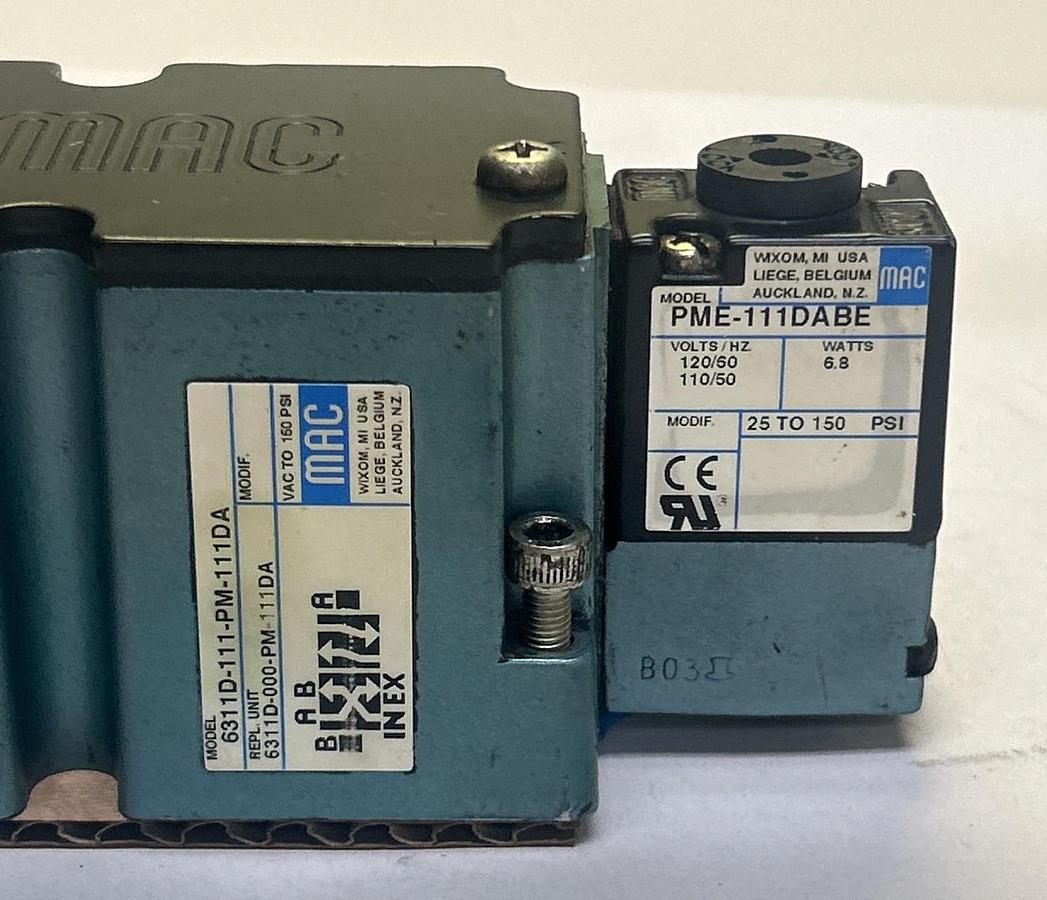 Used MAC VALVES,6311D-111-PM-111DA,SOLENOID VALVE 110/120VAC