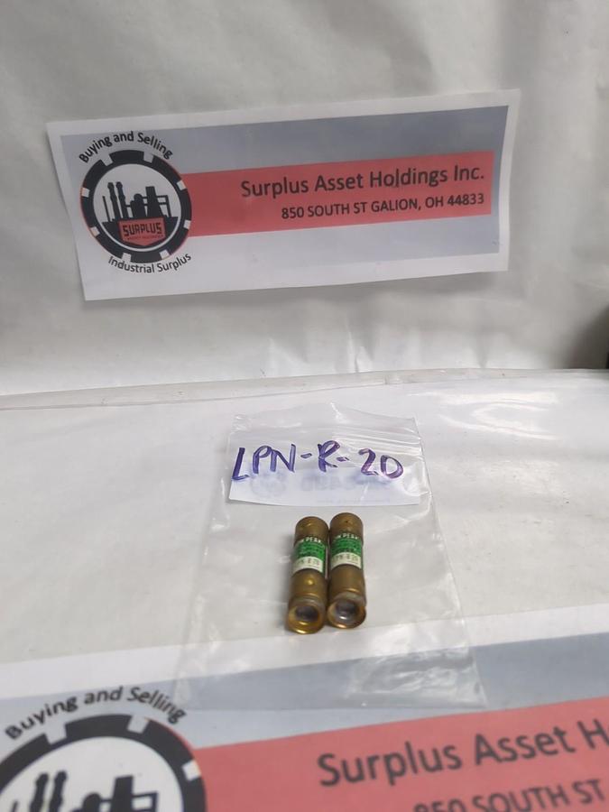 Used COOPER BUSSMANN,LPN-20,LOW-PEAK 20 AMP FUSE LOT OF 2 PRE-OWNED