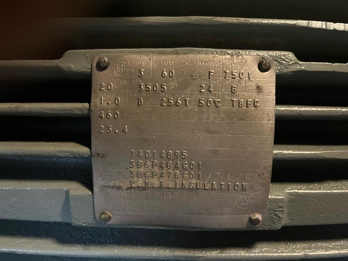Used WESTINGHOUSE,74D14895,TBFC AC MOTOR 20HP 3505RPM 460V 3PH 256T