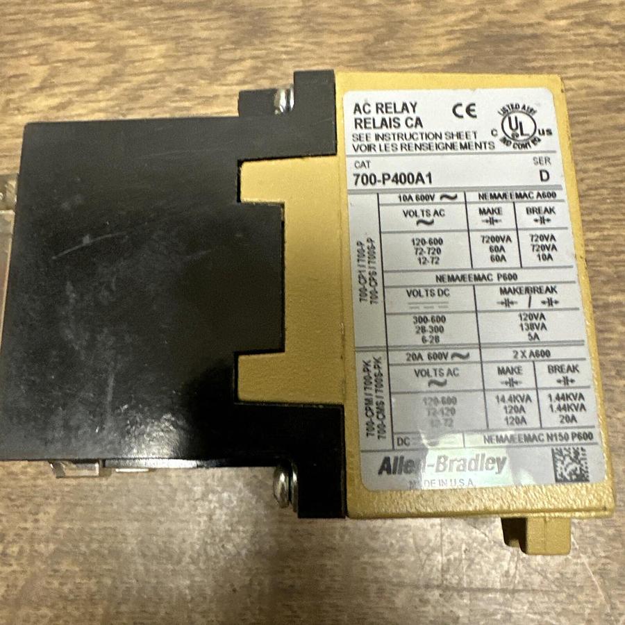 Used Allen-Bradley,700-P400A1,Ser D AC Relay