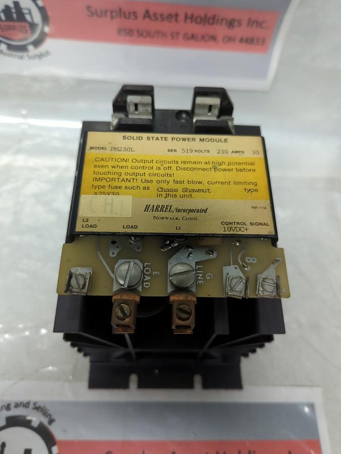 Used HARREL,PM-230L,SOLID STATE POWER MODULE SER 519 230V 30A PRE-OWNED