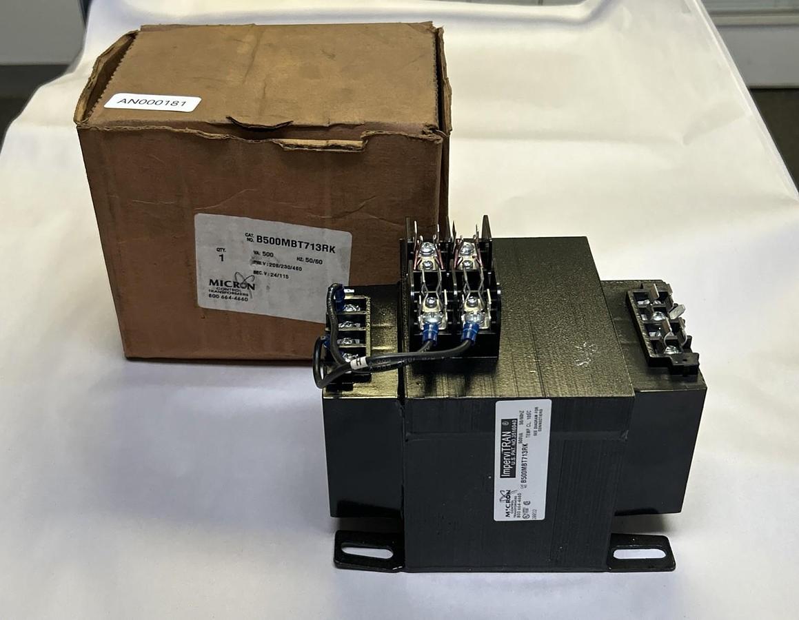 MICRON INDUSTRIES,B500MBT713RK,CONTROL TRANSFORMER 500VA NOS