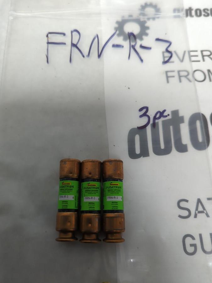 COOPER BUSSMANN,FRN-R-3,FUSETRON 3 AMP FUSE LOT OF 3 NOS