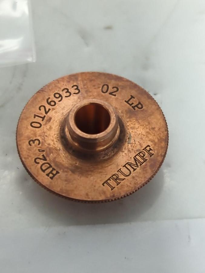 Used TRUMPF,0126933,CHROME PLATED LASER MACHINE NOZZLE 2.3MM/M8/ECE LOT OF 3