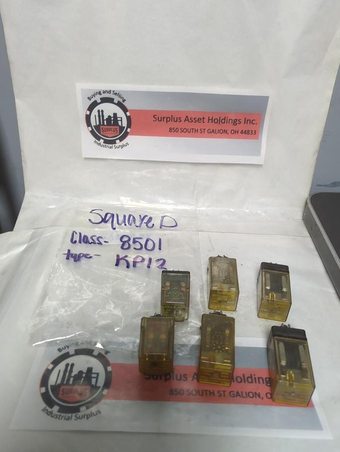 Used SQUARE D,8501-KP12,PLUG IN RELAY 8-PIN 120V LOT OF 6 PRE-OWNED