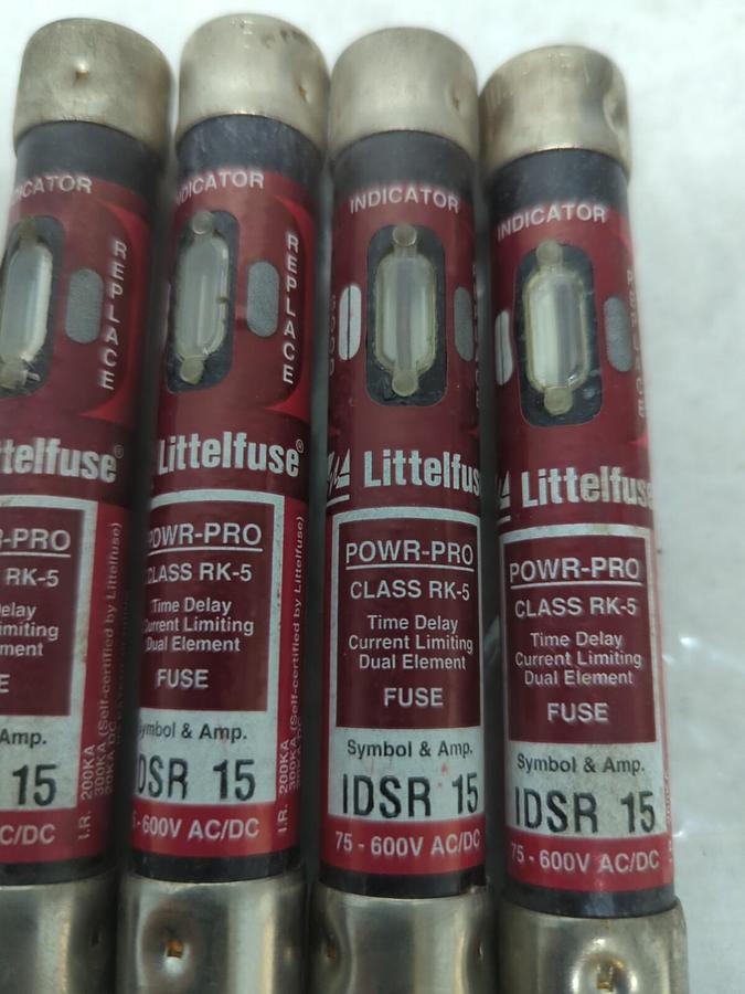 LITTELFUSE,IDSR-15,INDICATOR 15 AMP FUSE LOT OF 4 NOS