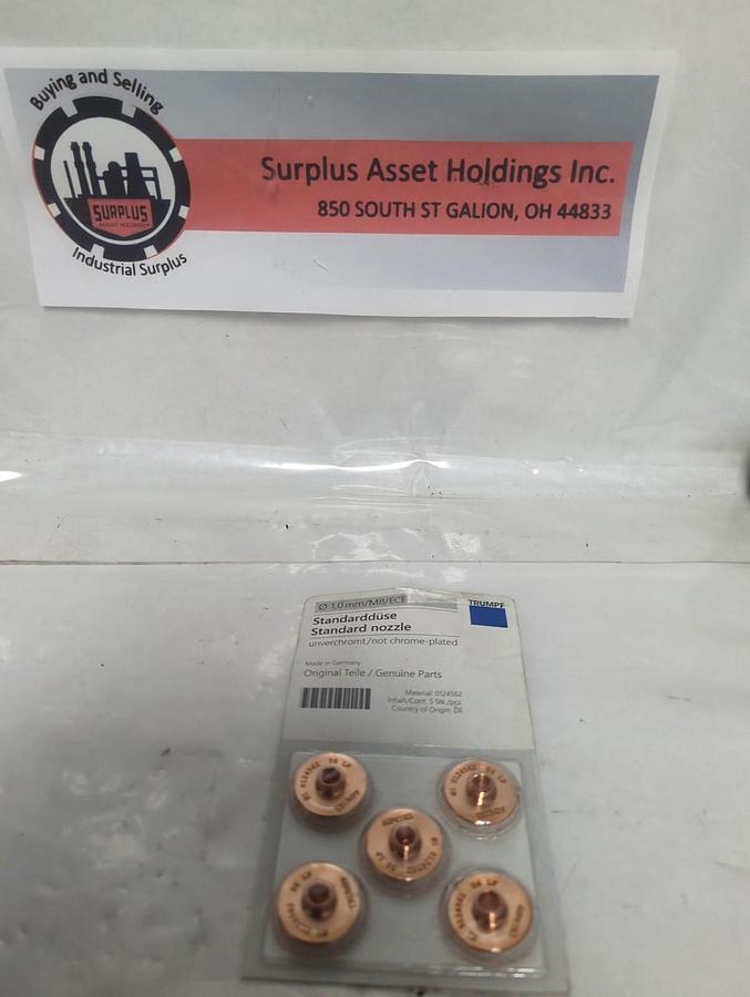 TRUMPF,0124562CHROME PLATED LASER MACHINE NOZZLE 1.0MM/M8/ECE PACK OF 5 NOS