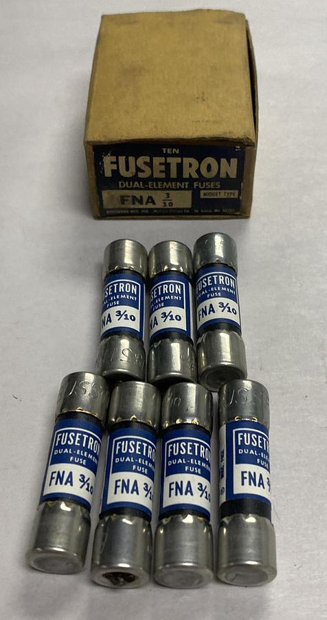 COOPER BUSSMANN,FNA 3/10,Fusetron Fuse Lot Of 7 NOS