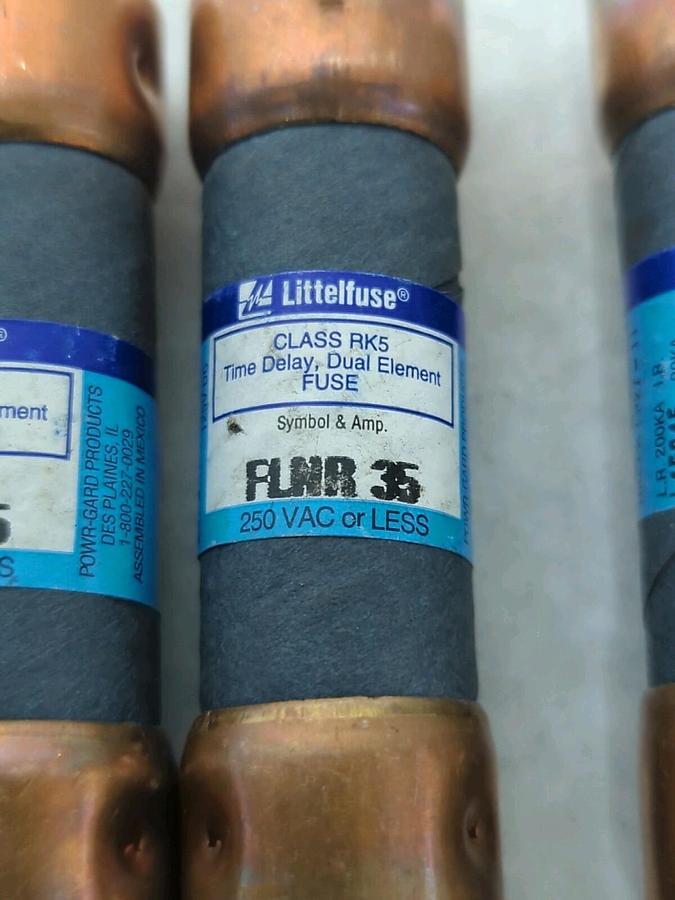 Used LITTELFUSE,FLNR-35,CLASS RK5 35 AMP FUSE LOT OF 4 PRE-OWNED
