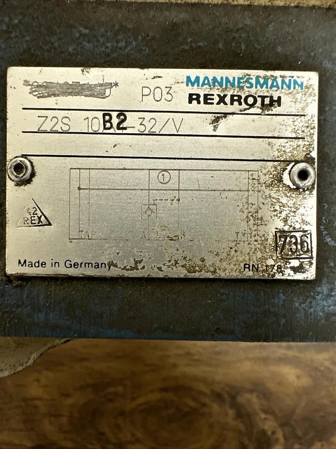 Used Mannesmann Rexroth,Z2S 10B2-32/V,Hyd Valve