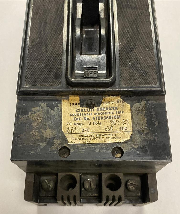Used Trumbull General Electric,ATBA36070M,Circuit Breaker 70A  600V