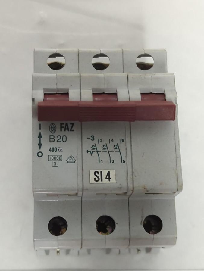 Used MOELLER,FAZ B20,CIRCUIT BREAKER 3-POLE 400 AC PRE-OWNED
