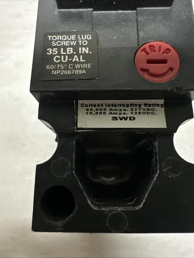 Used GE,THED113020,Circuit Breaker 227VAC 20Amp Single Pole