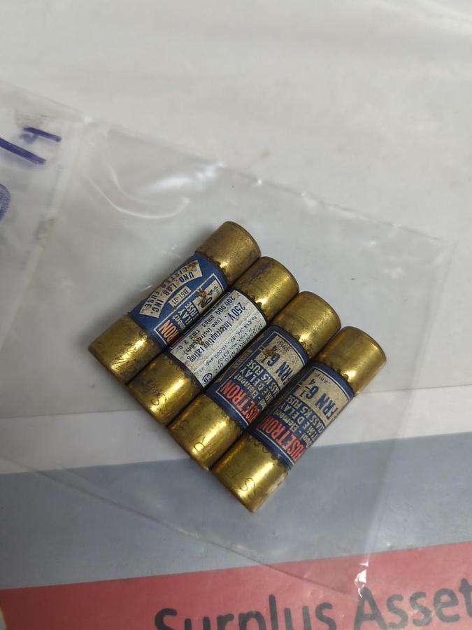 Used COOPER BUSSMANN,FRN-6-1/4,FUSETRON 6-1/4 AMP FUSE LOT OF 4 PRE-OWNED