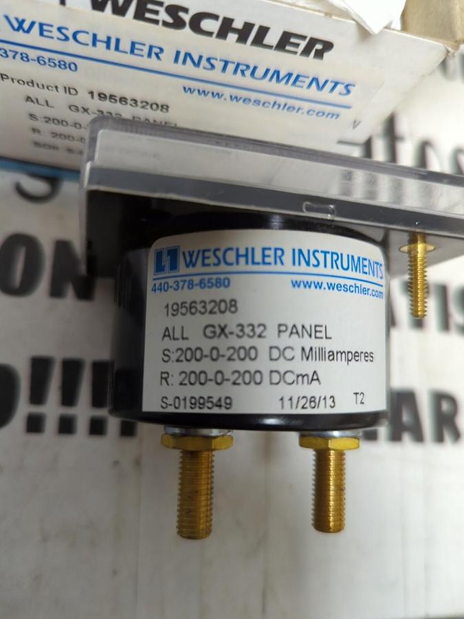 WESCHLER,19563208 ALL GX-332 S: 200-0-200 DC mA R: 200-0-200 DCmA,PANEL METER