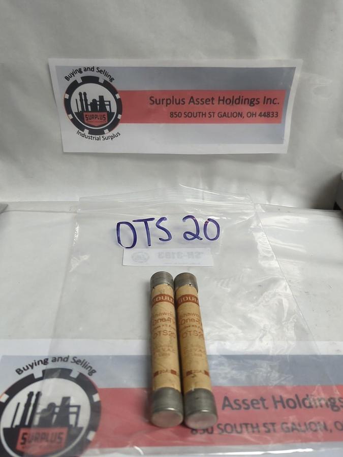Used GOULD SHAWMUT,OTS 20,ONE-TIME 20 AMP FUSE LOT OF 2 PRE-OWNED