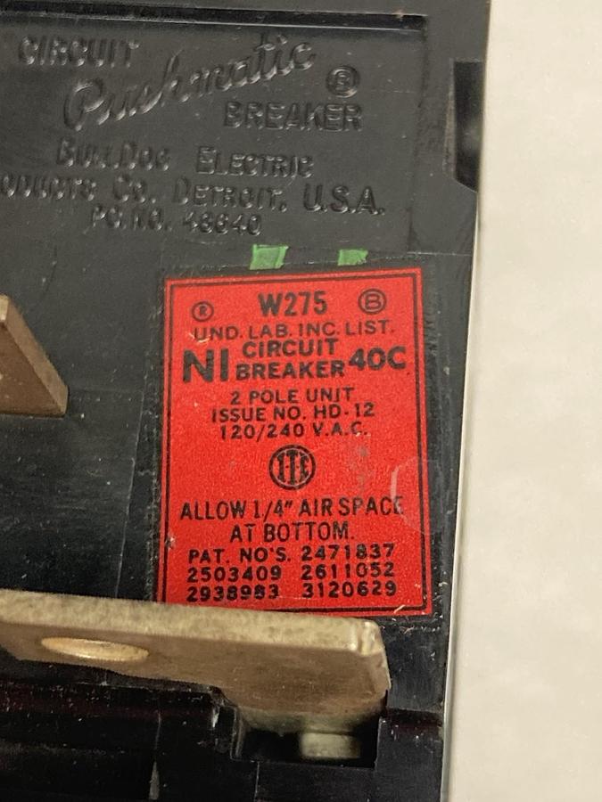 Used ITE Bulldog,W275,2-Pole Circuit Breaker 75A