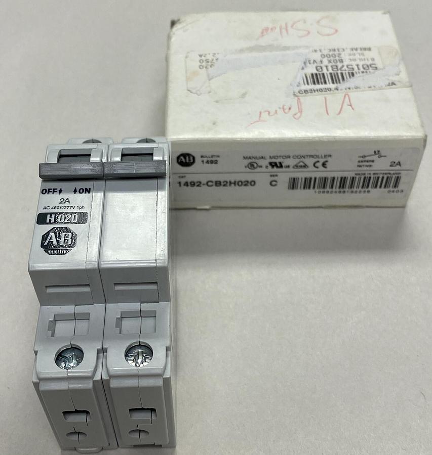 Used ALLEN BRADLEY,1492-CB2H020,SER C MANUAL MOTOR CONTROLLER 2A 2 POLE NEW