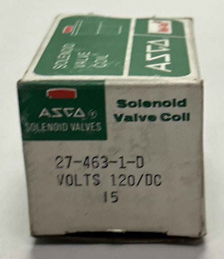 Used ASCO,27-463-1-D,SOLENOID VALVE COIL 120V NEW