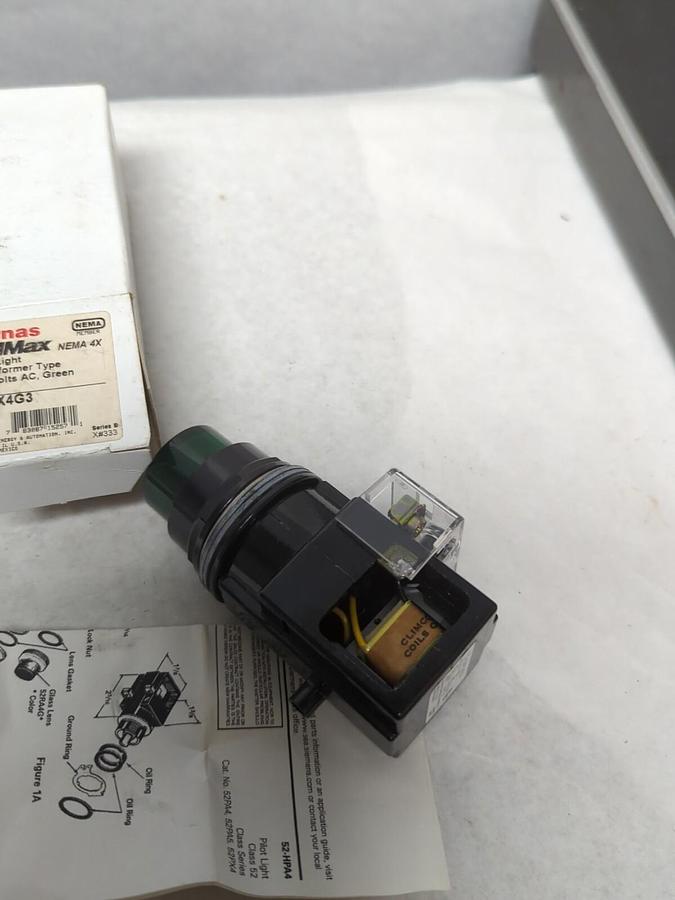 FURNAS,52PX4G3,BLACK-MAX PILOT LIGHT 120V GREEN NEW