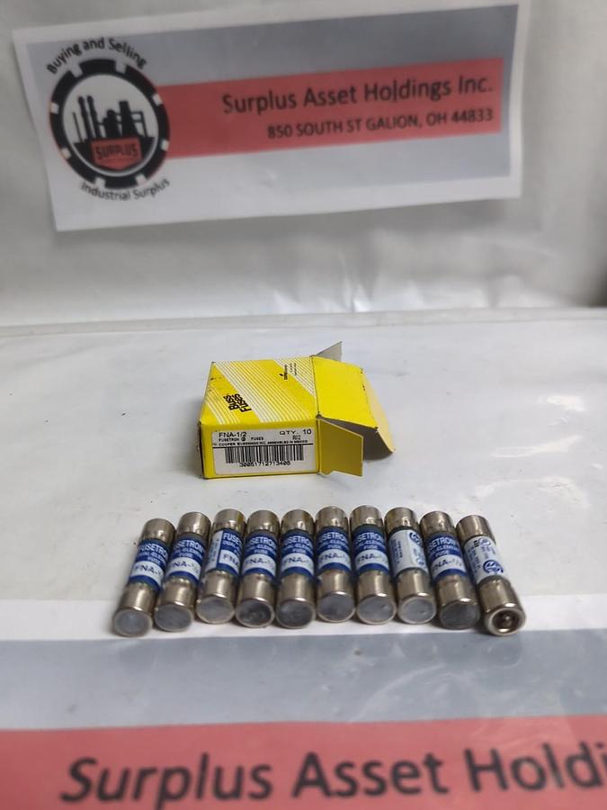 COOPER BUSSMANN,FNA-1/2,FUSETRON 1/2 AMP FUSES BOX OF 10 NOS