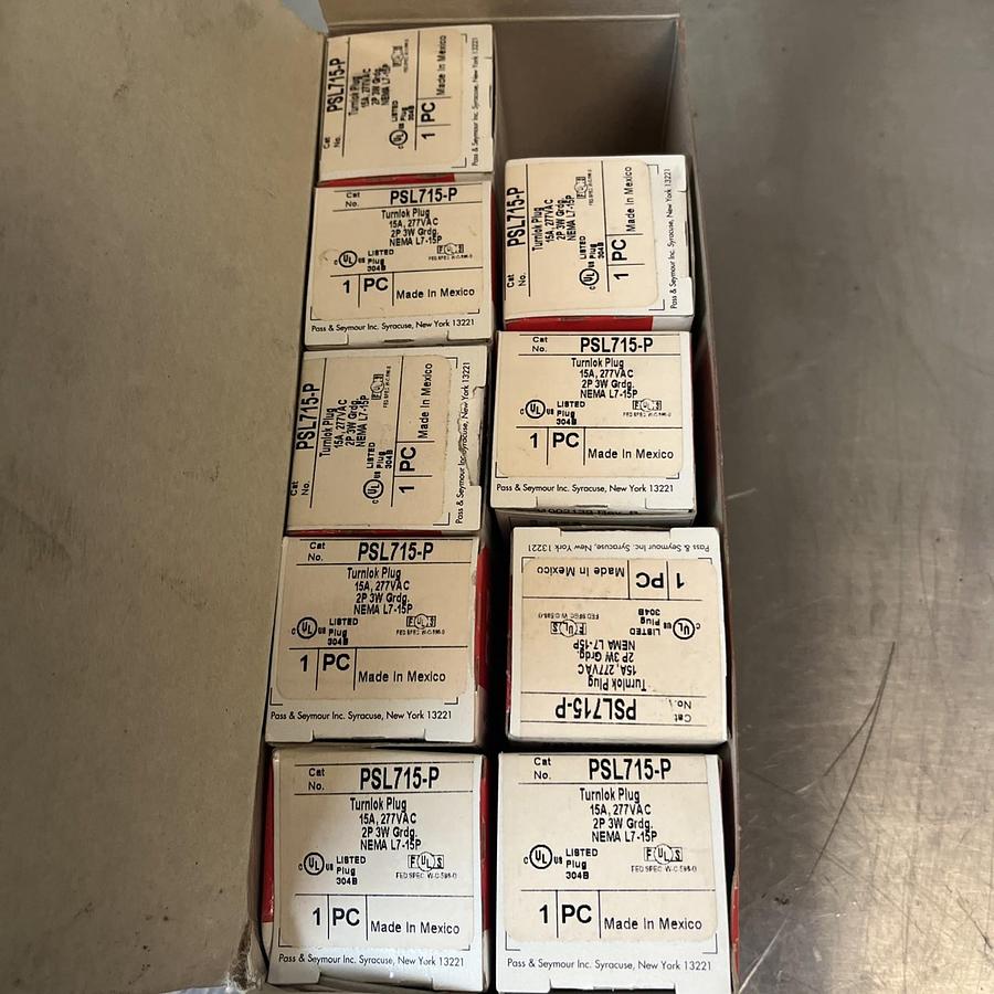 PASS & SEYMOUR LEGRAND,PSL715-P,TURNLOK PLUG 15A 277V BOX OF 9