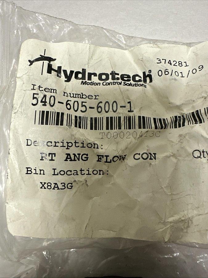 Used Hydrotech,540-605-600-1,Right Angle Flow Control