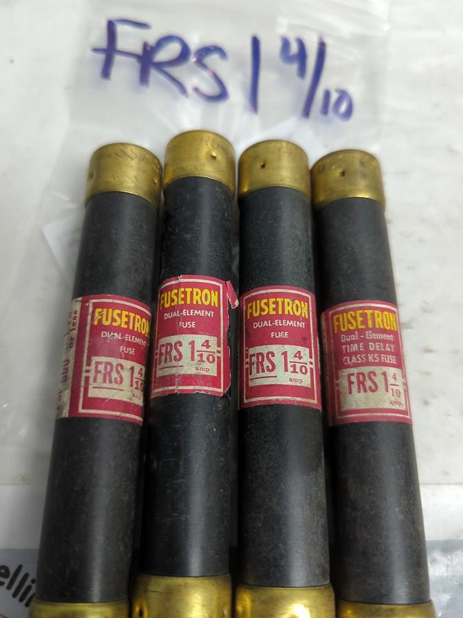 Used COOPER BUSSMANN,FRS-1-4/10,FUSETRON 1-4/10 AMP FUSE LOT OF 4 PRE-OWNED