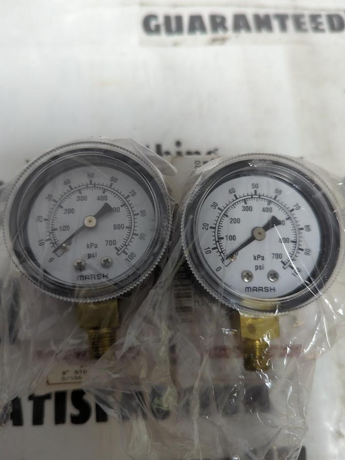 MARSH BELLOFRAM,J1148,2 INCH STD 1/8 INCH NPT PSI GAUGE LOT OF 2 NEW