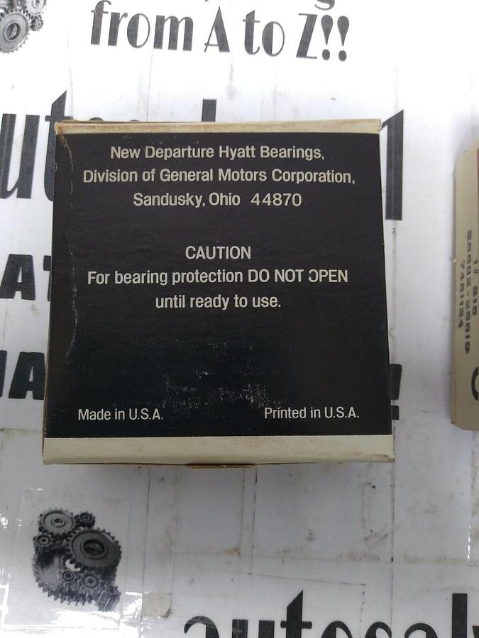 Used Delco New Departure Hyatt,25582-25519,Pair Front Wheel Bearings NOS