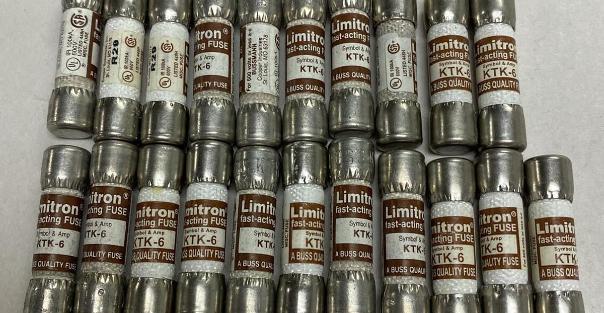 Bussmann,KTK-6,Limitron 6 AMP Fuse Lot Of 21 NOS